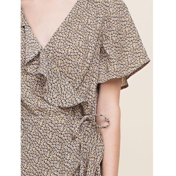 Ruffle Wrap Midi Dress With Tie - Picture 4 of 4